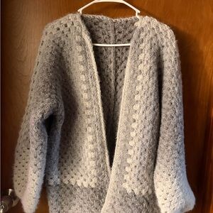 Handmade Crochet Grey Cardigan